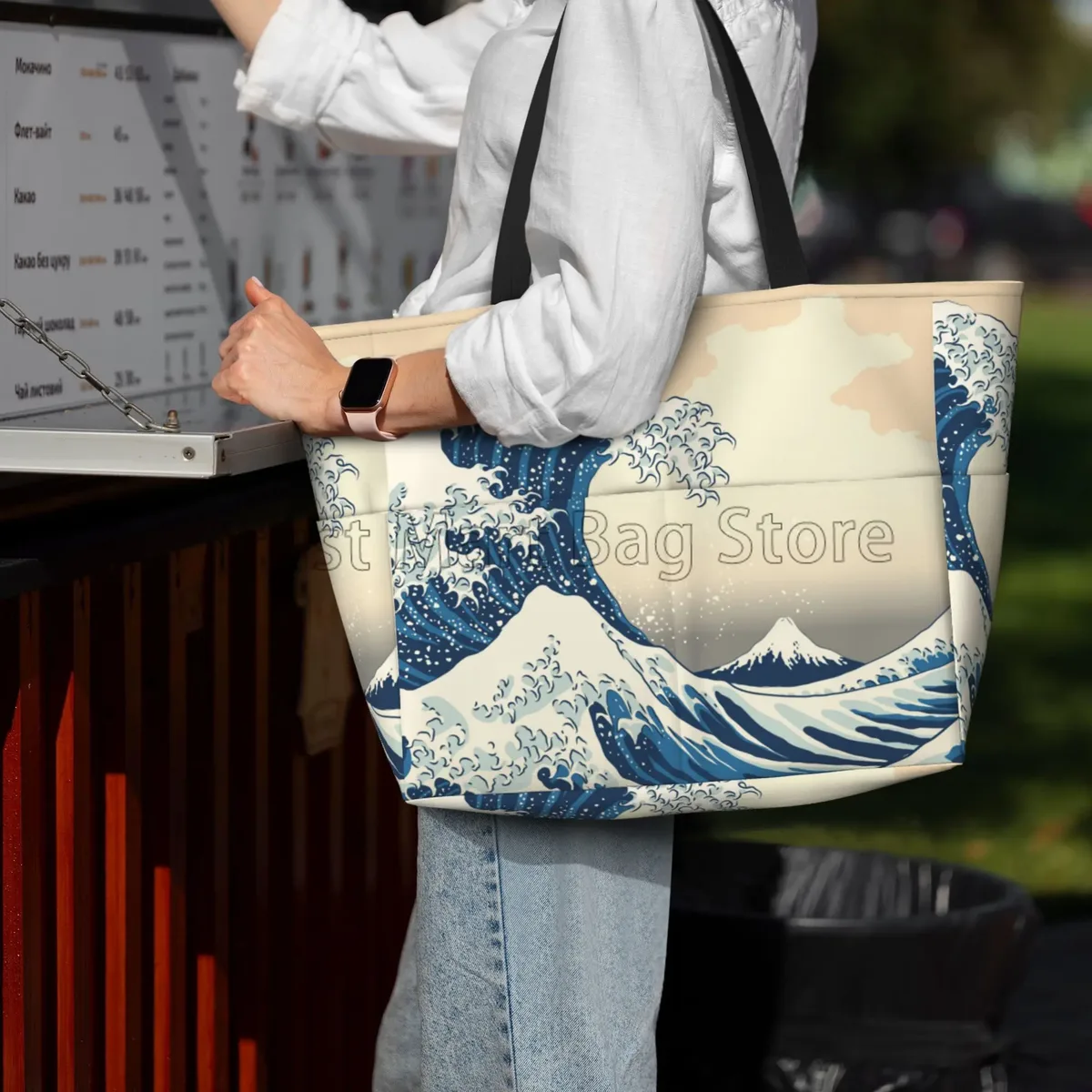 sac de voyage de plage de grande capacité, vagues de mer japonaises, fourre-tout pliable pour femmes, sacs de piscine pour voyage, vacances, salle de sport, natation