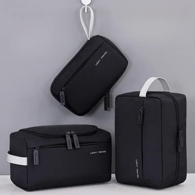 Nouvelle trousse de toilette portable, ensemble de 3 pièces, essentiel pour les voyages, trousse de maquillage multifonctionnelle pour hommes, organisateur de cosmétiques, sac de rangement étanche