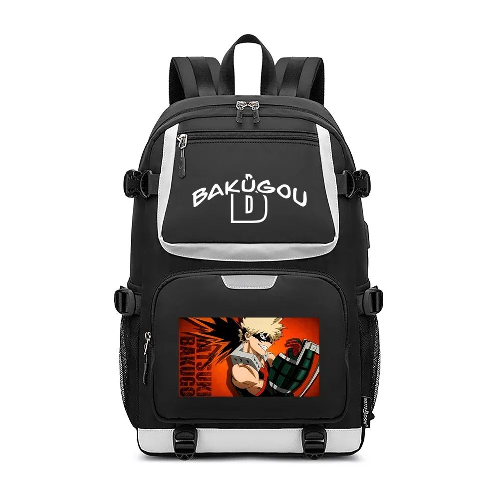 sacs d'école mha, sac à dos oxford, sac à dos de voyage bakugou katsuki, sac à dos pour ordinateur portable avec chargement usb, sacs à bandoulière anime