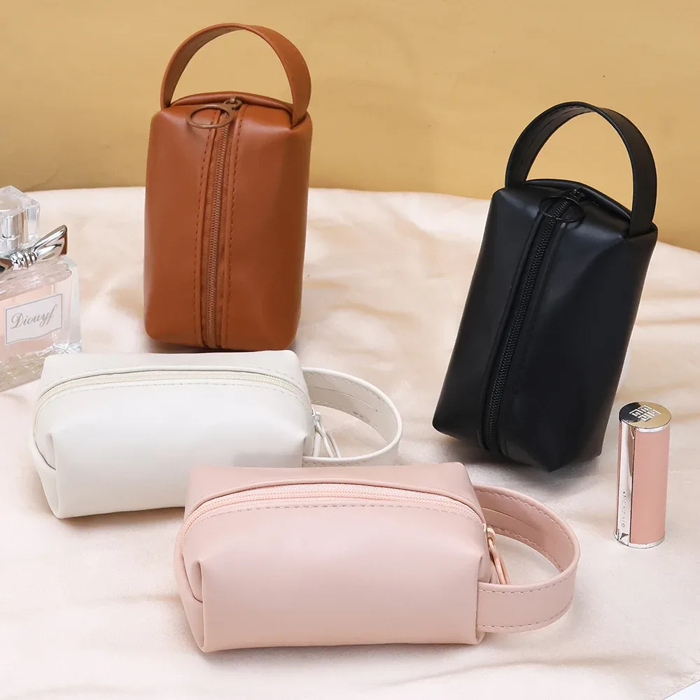 mini trousse de maquillage pour sac à main, trousse à cosmétiques en pu, trousse de toilette étanche, trousse de maquillage de voyage, rouge à lèvres, pochette à cosmétiques, organisateur de voyage