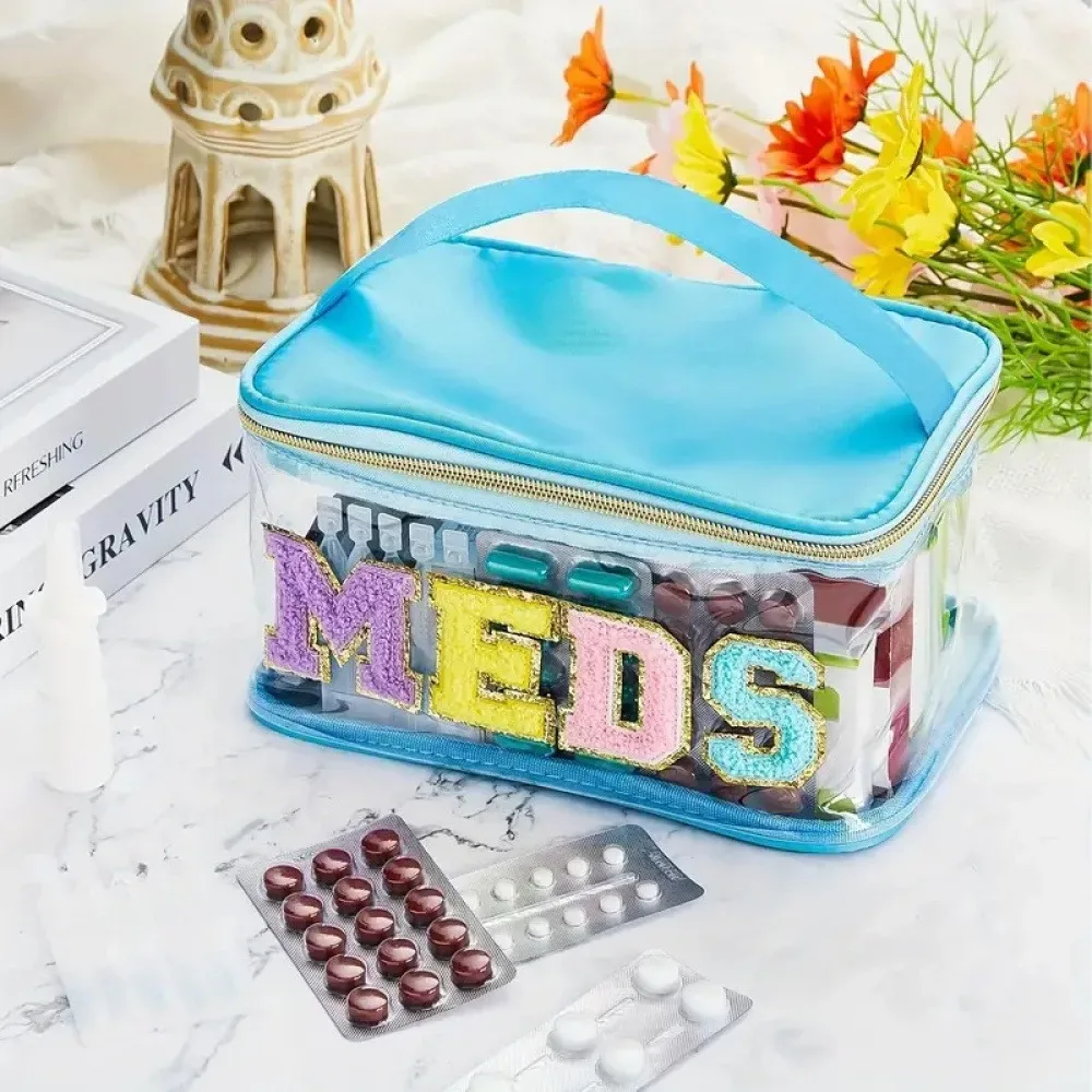 sac de rangement transparent multicolore, trousse de maquillage, sac de rangement de voyage, sac à main portable, trousse de toilette brodée de lettres