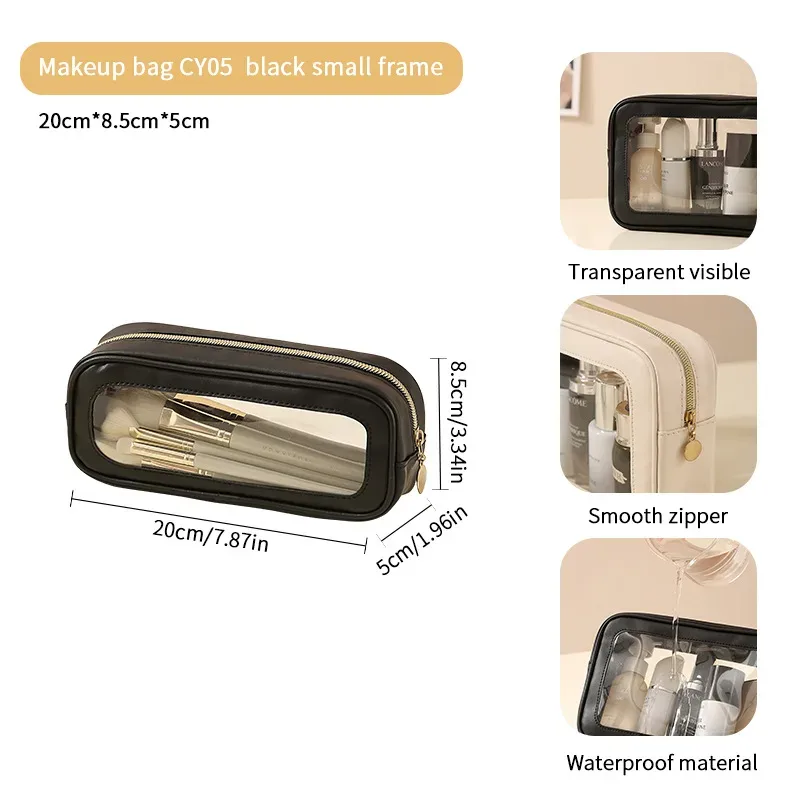 nouvelle trousse de maquillage en pvc transparente, sac de rangement polyvalent grande capacité, étanche, portable pour l'extérieur