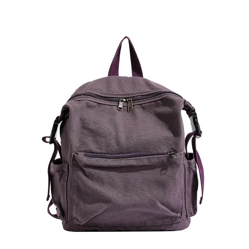 sacs à dos en toile solide pour femmes, sacs de loisirs ou de voyage, cartables de gril de style coréen, sacs d'école en tissu mignon, unisexe, 100% coton
