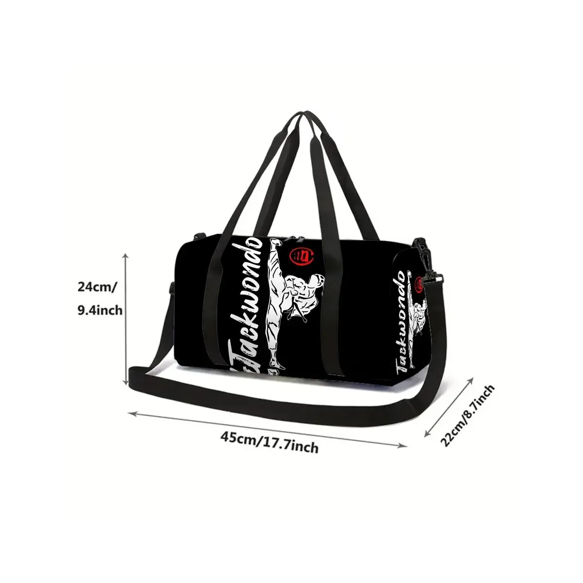 sac de voyage scolaire 2d plat style dessin animé taekwondo judo, grande capacité, sac à fermeture éclair, mei