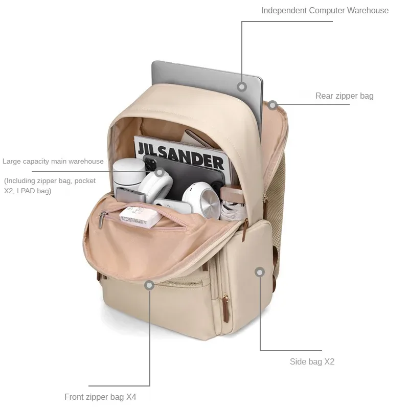 sac à dos de mode pour femmes golf, sac de voyage en nylon de couleur unie, sac d'école pour les trajets quotidiens, sac à dos pour ordinateur portable de 15 pouces pour étudiantes
