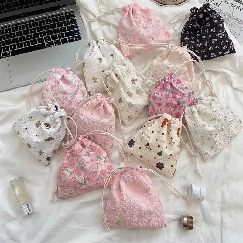sac à cosmétiques de proximité de dessin animé pour femmes, pochette wstring, grands sacs d'évaluation de maquillage, poudres cosmétiques coréennes, trousse de beauté de toilette mignonne