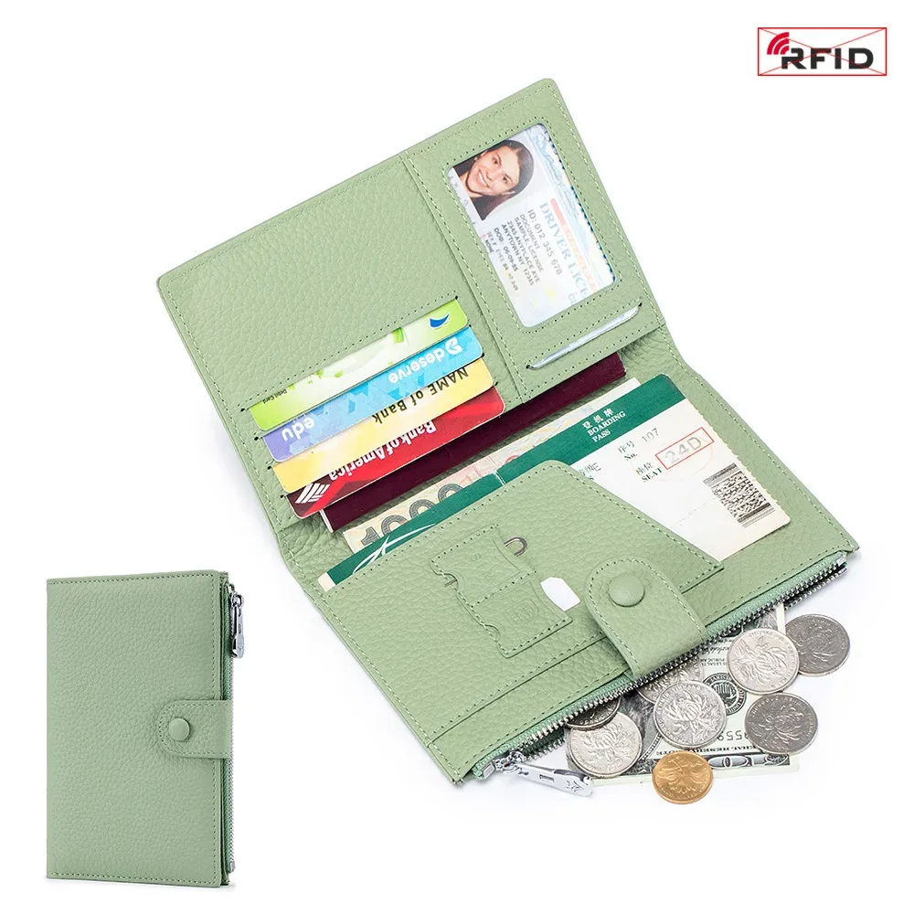 sac à passeport rfid ultra-fin en cuir véritable pour femme, portefeuille multifonctionnel, porte-billets, porte-documents, nouveau