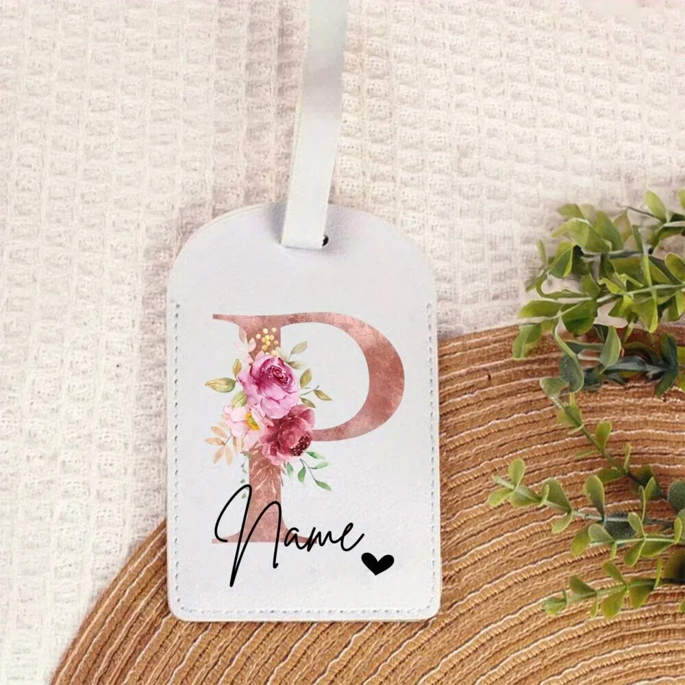 étiquette de bagage personnalisée avec nom |   accessoires de voyage portables personnalisés en pu, avec monogramme imprimé tendance, idéaux pour les fêtes