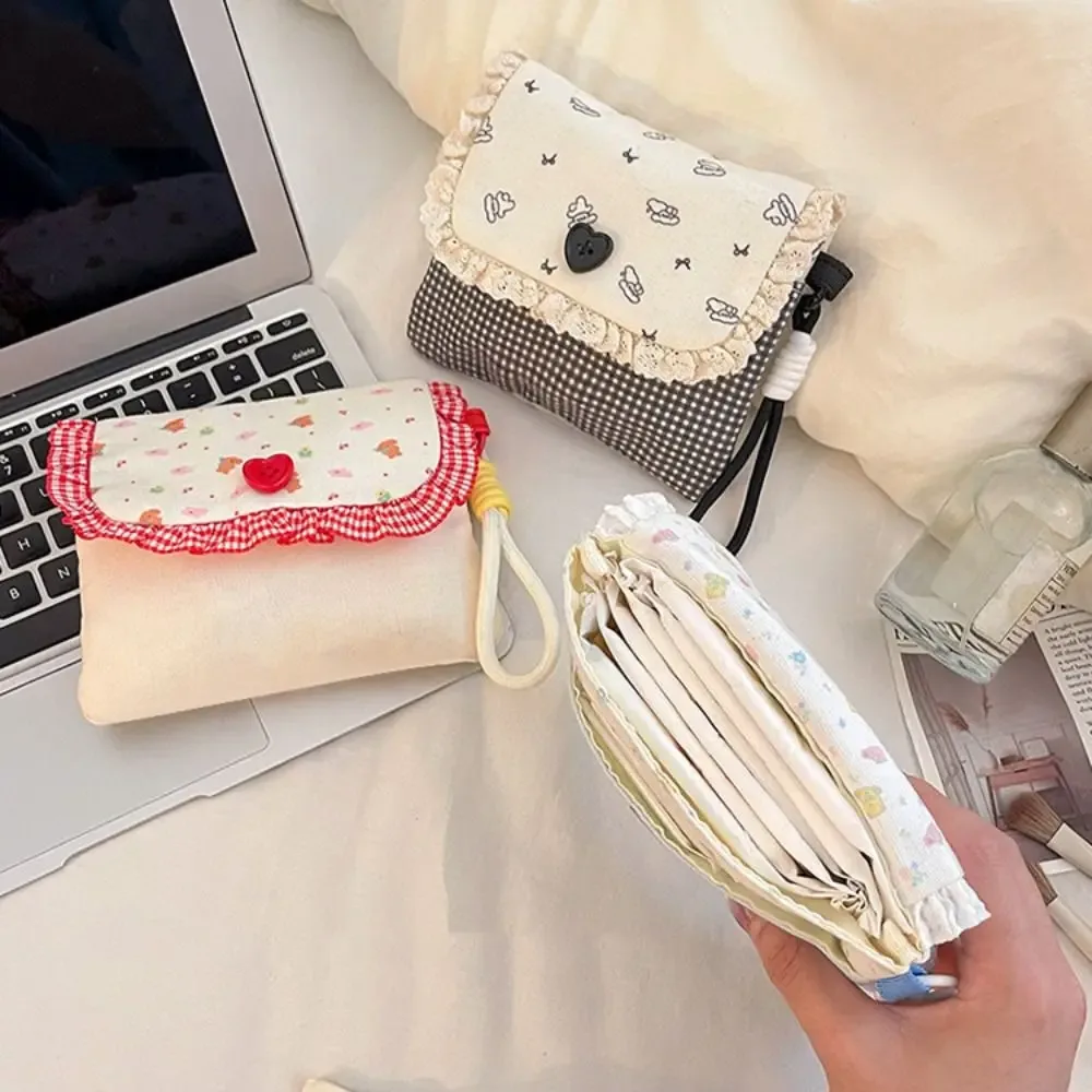 sac de rangement grande capacité pour serviettes hygiéniques, pochette imprimée, trousse de maquillage florale, sac portable pour petits objets, mini trousse de toilette, extérieur