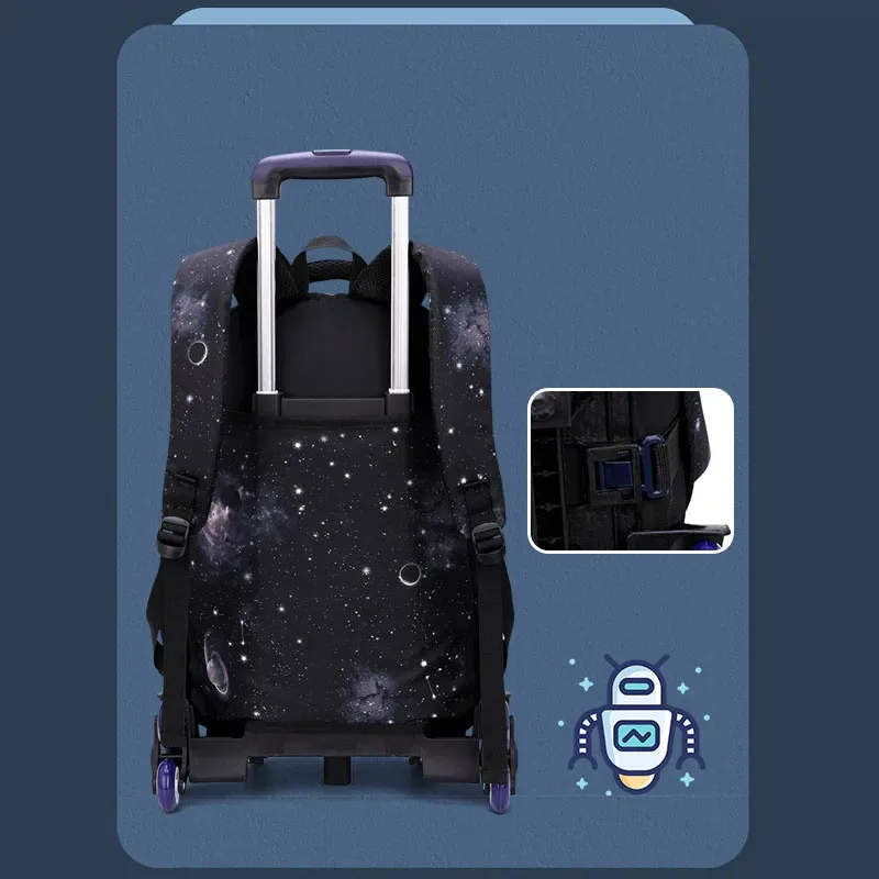 avec boîte à déjeuner chariot sacs d'école sac à dos roulant pour garçons sac à roulettes bagage à main pour enfants sac de lycée primaire
