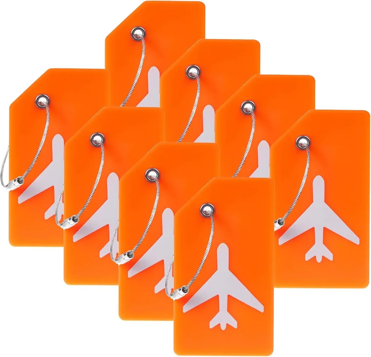 lot de 8 étiquettes de bagages en silicone de couleurs assorties avec boucles en acier inoxydable, étiquettes de valise de voyage avec protection de la confidentialité tsa