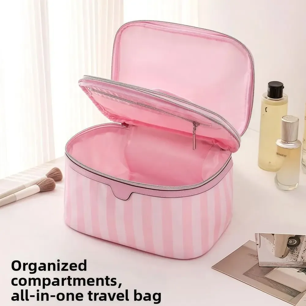grande trousse de maquillage portable à grande capacité, style minimaliste, sac de rangement pour cosmétiques en tissu oxford, design de voyage, sacs de toilette.