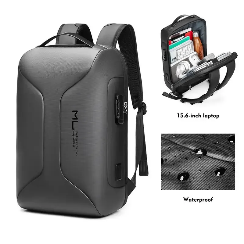 Sac à Dos Antivol pour Homme, Multifonctionnel, Grande Capacité, Business, Voyage, Charge USB, 15.6 Pouces