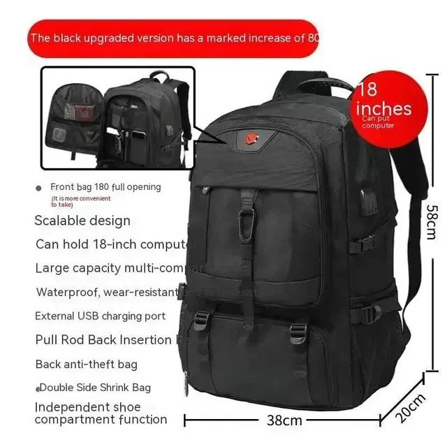 grand sac à dos de voyage étanche pour homme, compartiment à chaussures séparé, sac à dos d'affaires, sports de plein air, sacs à dos de rangement pour homme, 50l, 80l