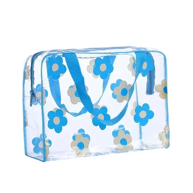 sacs de maquillage transparents en pvc, sacs cosmétiques imperméables à fleurs pour femmes, pochettes de rangement pour voyage, toilette et douche