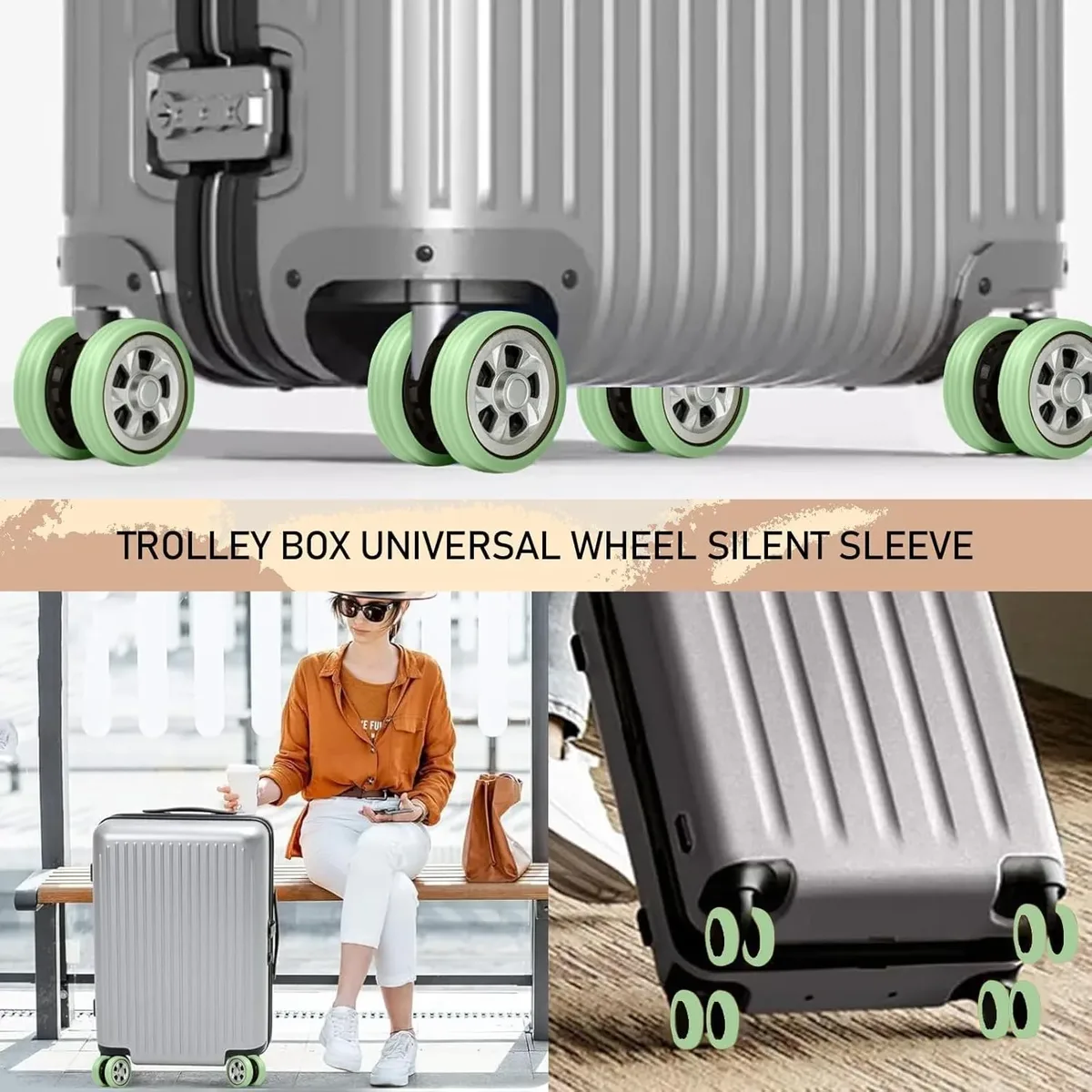 housse de protection lumineuse pour roues de bagages, en silicone, anti-bruit, pour valise, spinner, accessoires pour bagages, 4 à 32 pièces