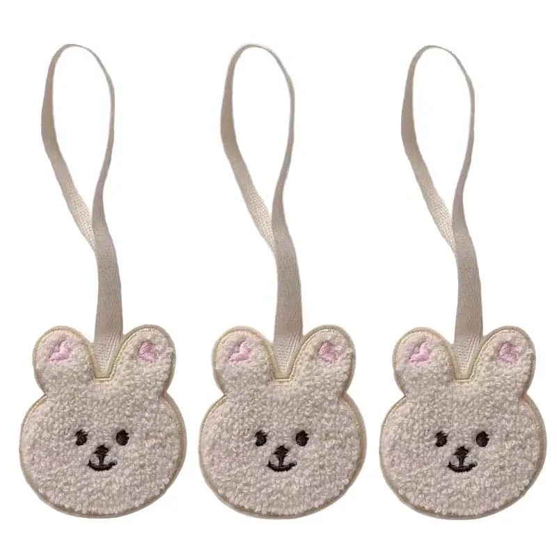 3 étiquettes nominatives mignonnes pour enfants, anti-perte, brodées, motif ours et lapin, pendentif pour sac à dos, accessoires pour bagages de maternelle