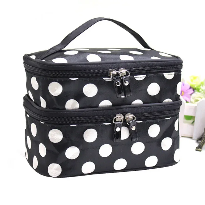 trousse de maquillage de grande capacité, sac à cosmétiques à double fermeture éclair pour femmes, pochette de bain, organisateur de produits de toilette de voyage, rangement étanche, cas de maquillage