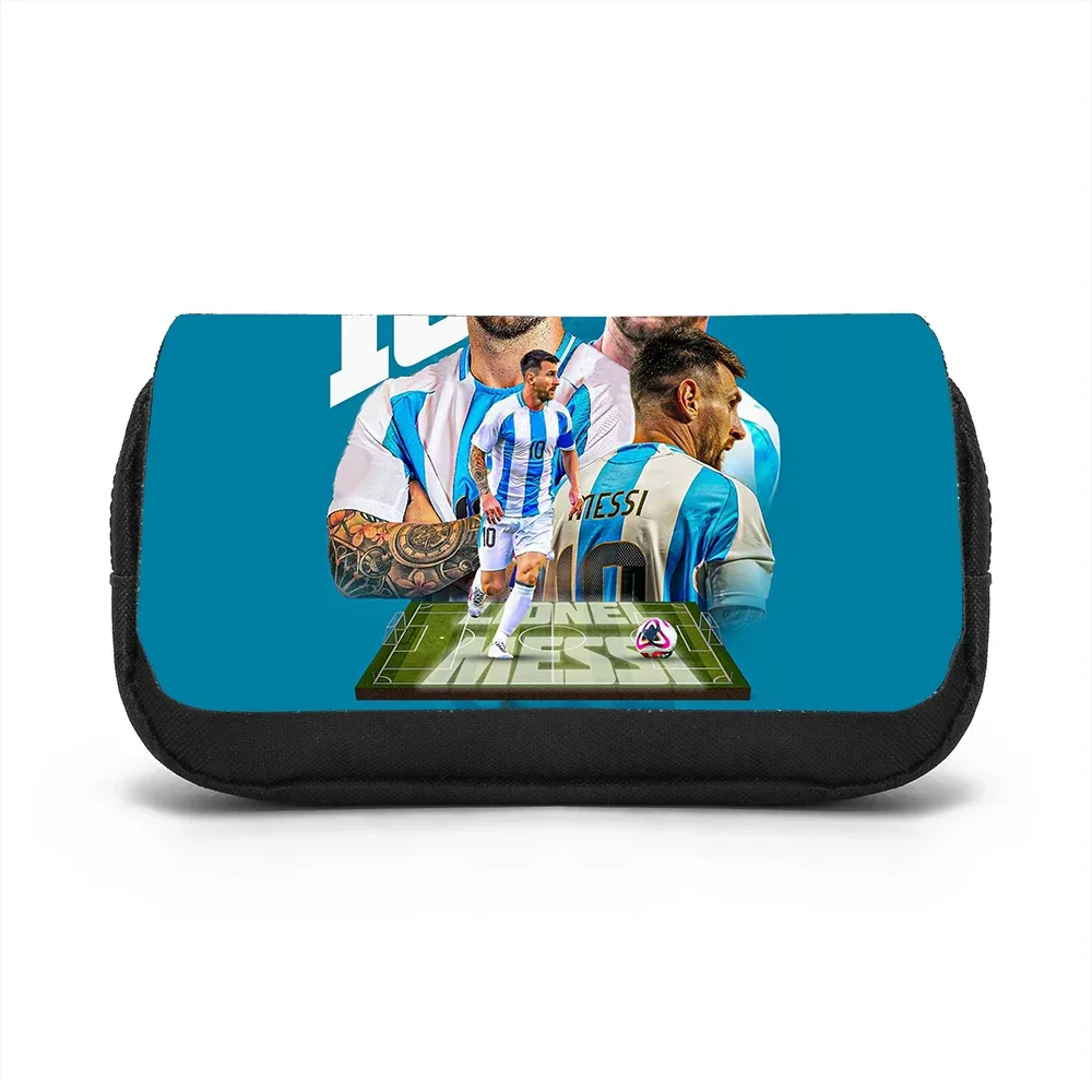 sac de rangement de papeterie grande capacité learn, travel m-messi, trousse à crayons double couche, sac à stylos pour étudiants, star du football
