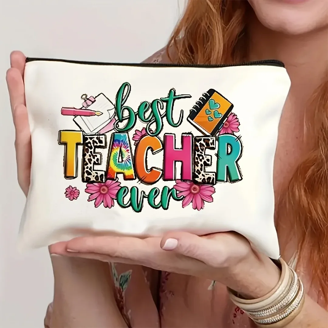 1 pièce, trousse de maquillage inspirante pour enseignant, cadeau de remerciement pour enseignant, trousse de maquillage pour enseignant, sac de rangement pour cosmétiques