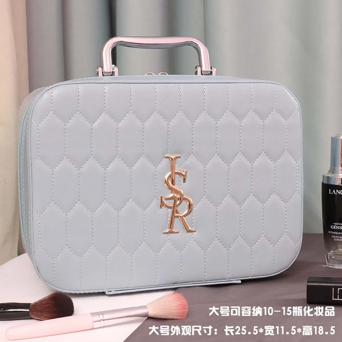 trousse de maquillage femme portable grande capacité nouvelle tendance instagram super populaire produit célébrité internet boîte de rangement valise en pu