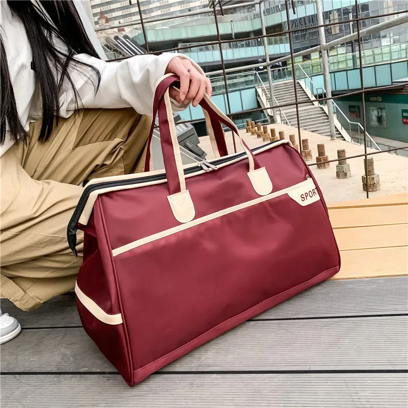 sac polochon de voyage en nylon, sac de rangement extérieur, grande capacité, paquet de voyage pour courte distance, sac d'embarquement pliable, sac à main pour bagages