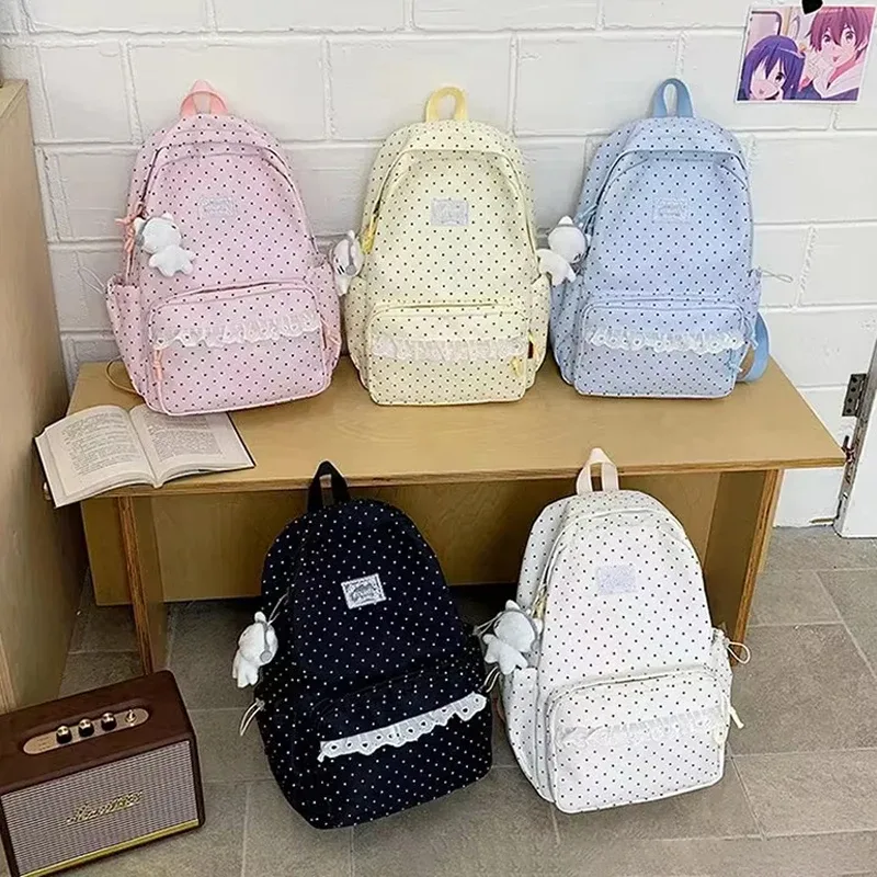 sac à dos coréen en nylon à lacets, grande capacité, multi-couches, léger, pour le campus, tendance, simple, pour le voyage