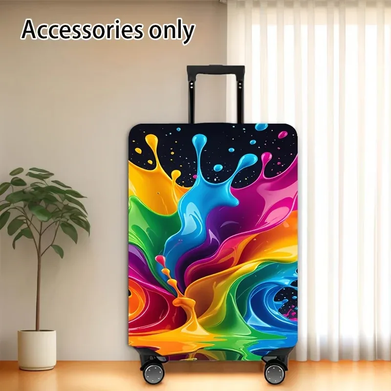 housse de valise colorée à imprimé éclaboussures : un accessoire de voyage extensible pour valises de 18 à 32 pouces