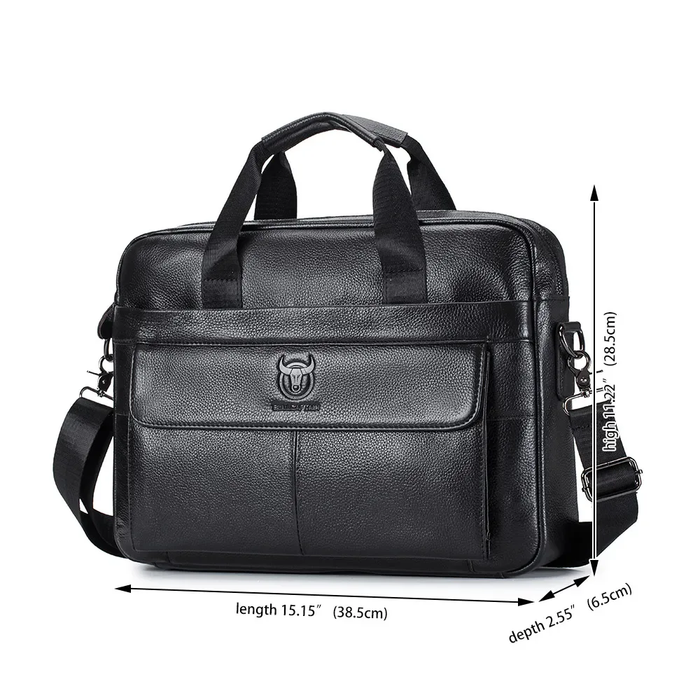 bullcaptain sac pour hommes en cuir véritable porte-documents pour ordinateur portable 14 messager sac en cuir pour hommes portefeuille d'affaires pour document a4