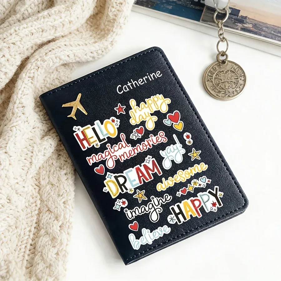 porte-passeport personnalisé avec nom, portefeuille de voyage léger, étui à documents unisexe tendance, cadeau de voyage idéal