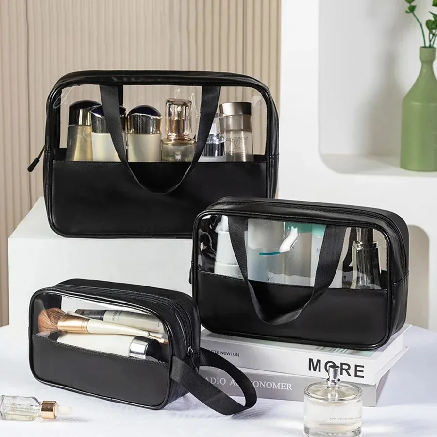 trousse de toilette pour hommes et femmes, organisateur de voyage cosmétique translucide et imperméable pour accessoires et articles de toilette