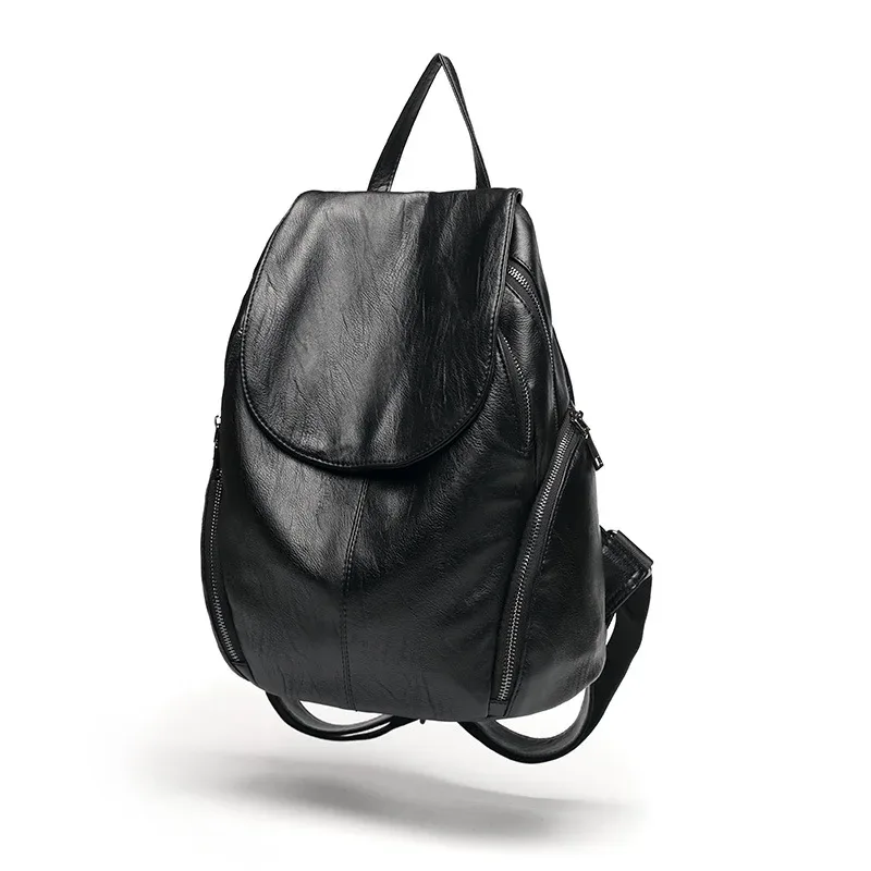 sacs à dos noirs pour femmes en cuir véritable haute capacité sac à dos étanche à la mode femmes sacs d'école fille voyage sacs d'école