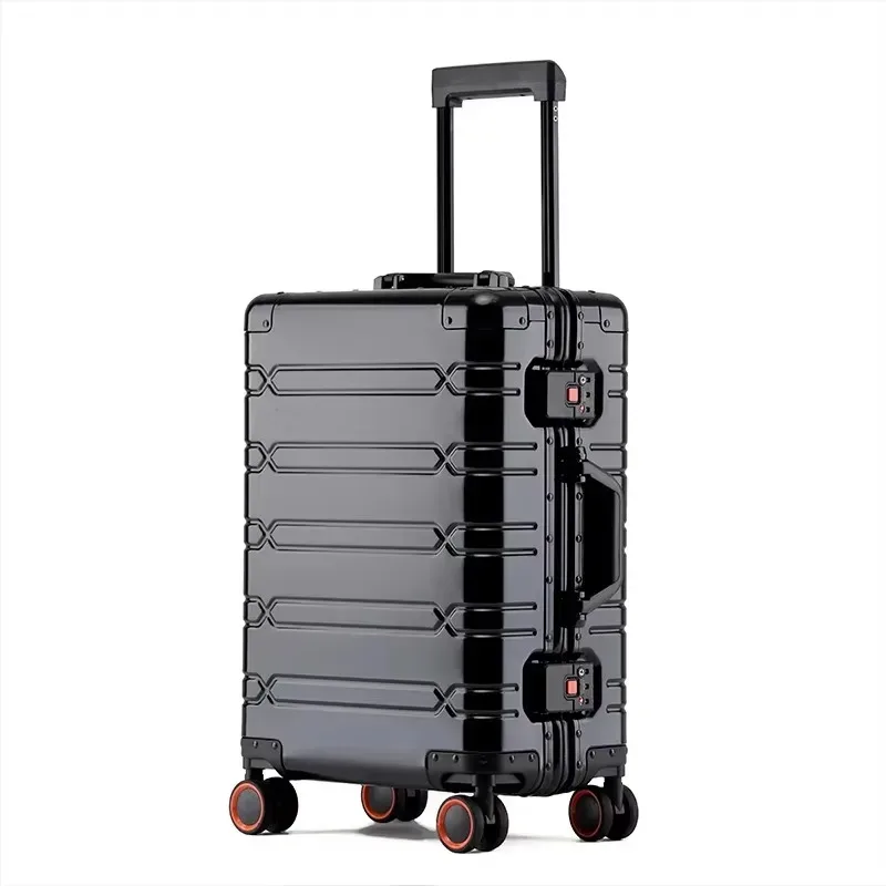 valise à roulettes 100% aluminium-magnésium, grande capacité, avec roue rotative, boîtier de chariot de voyage, valise à main de 20 pouces