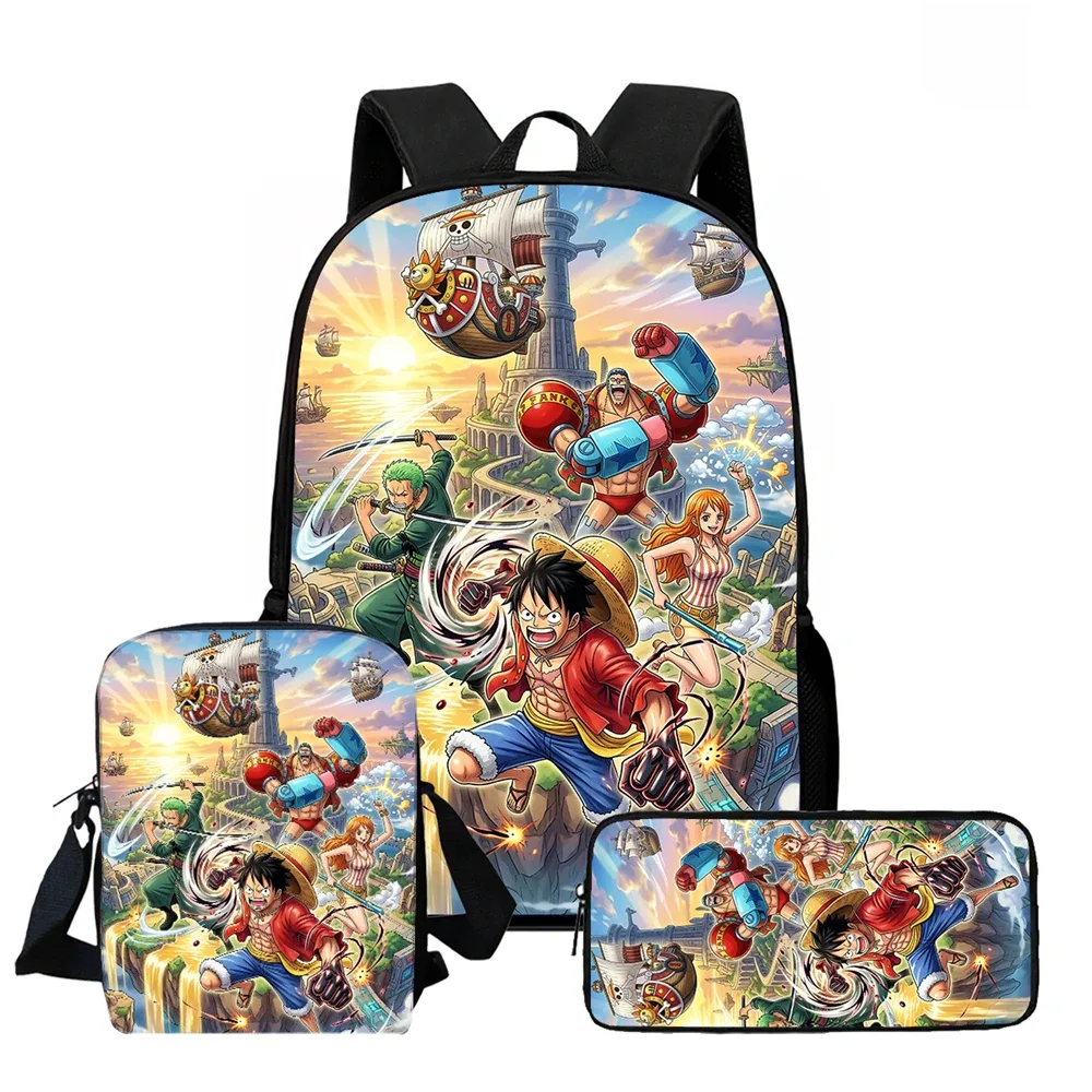 sac à dos scolaire 3-en-1 one piece léger et durable avec sac bandoulière et trousse pour enfants de 6 à 10 ans (école primaire)