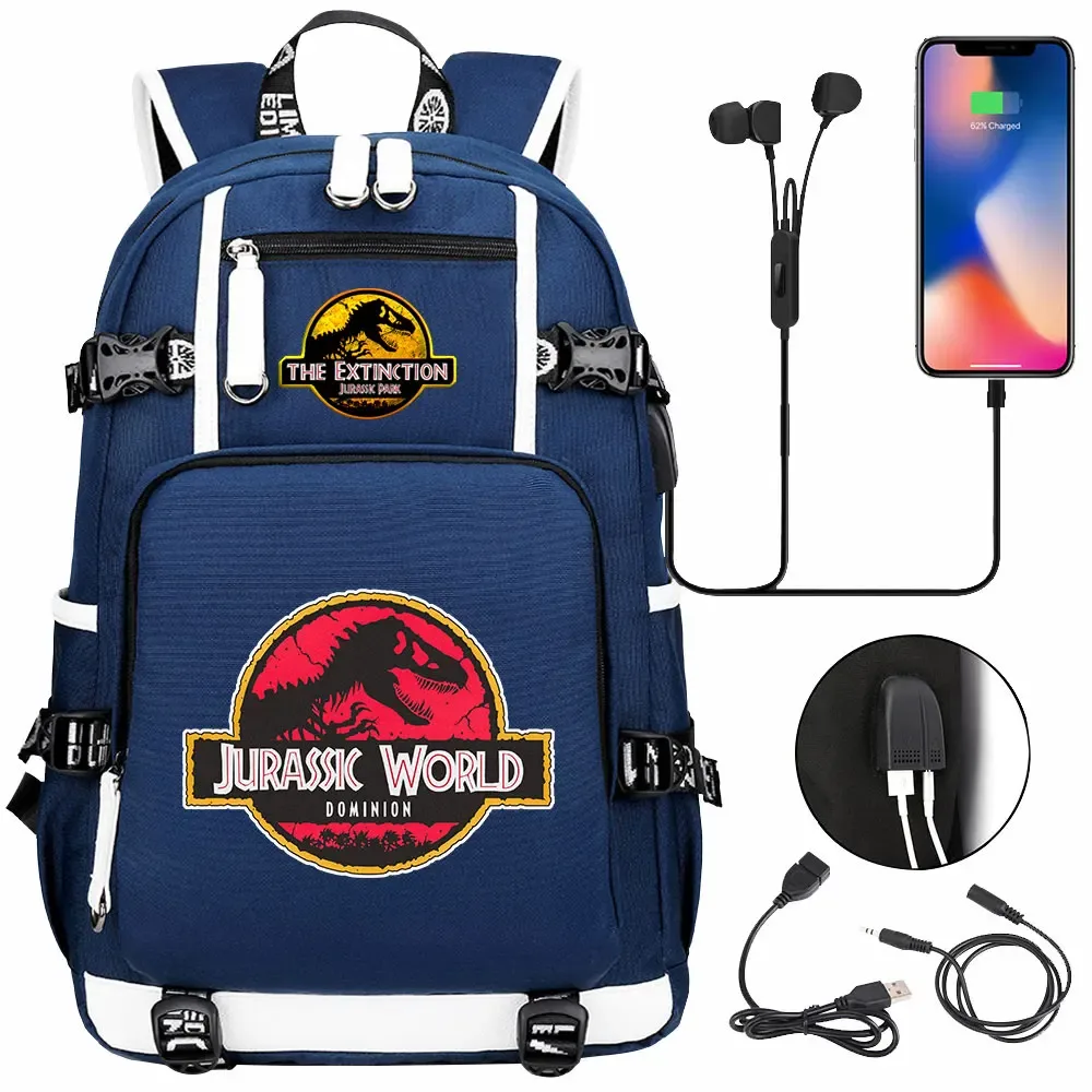 jurassic park world dinosaure sac à dos usb grande capacité étudiant mochila femmes hommes ordinateur portable garçon fille enfants retour à l'école livre sacs
