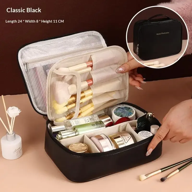 sac à cosmétiques pour femmes, trousse de maquillage à double couche, grande capacité, organiseur de cosmétiques de luxe, essentiels de voyage, sac à cosmétiques pour femmes