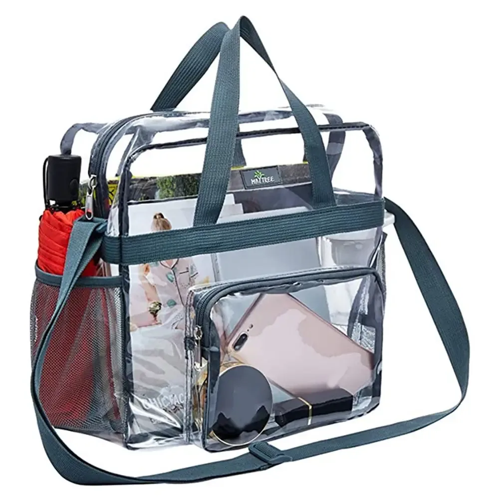 sac transparent de grande capacité, sac à main transparent en pvc approuvé par le stade, sac à bandoulière transparent pour concerts, festivals sportifs