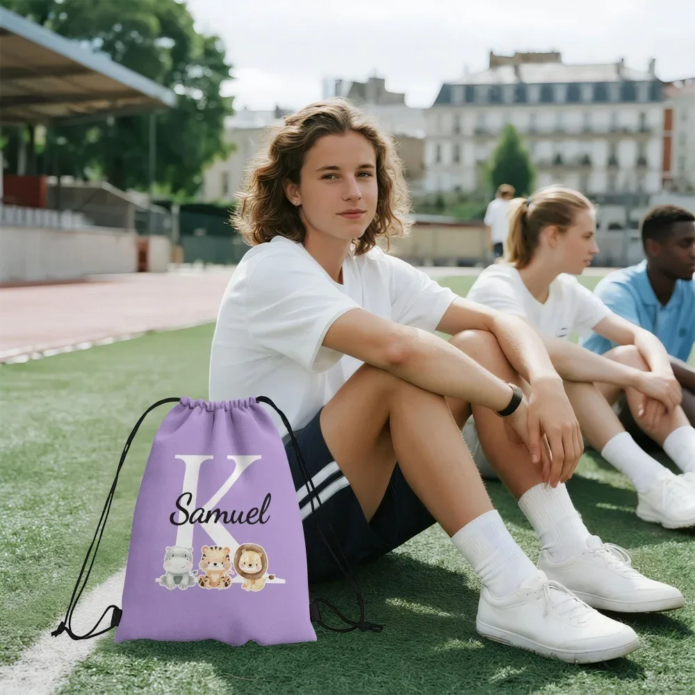 sac à dos personnalisé durable - sac à cordon avec initiales personnalisées, texte/message diy, sac à livres, cadeaux de fête d'anniversaire, cadeau de noël