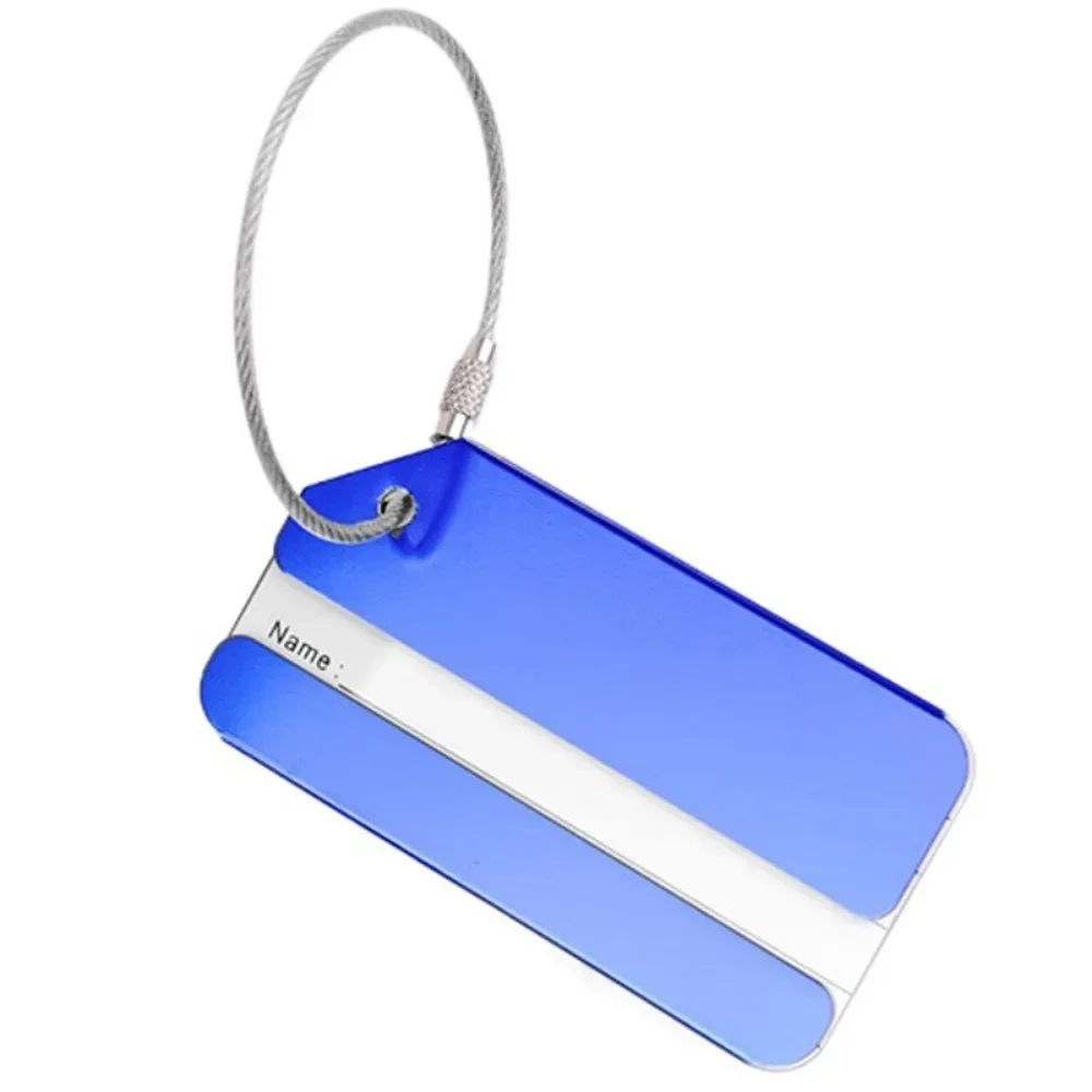 lot de 10 étiquettes de bagage en aluminium pour valise, étiquette de bagage en métal, identificateur de bagage avec carte d'identité et boucle en acier, accessoires de voyage