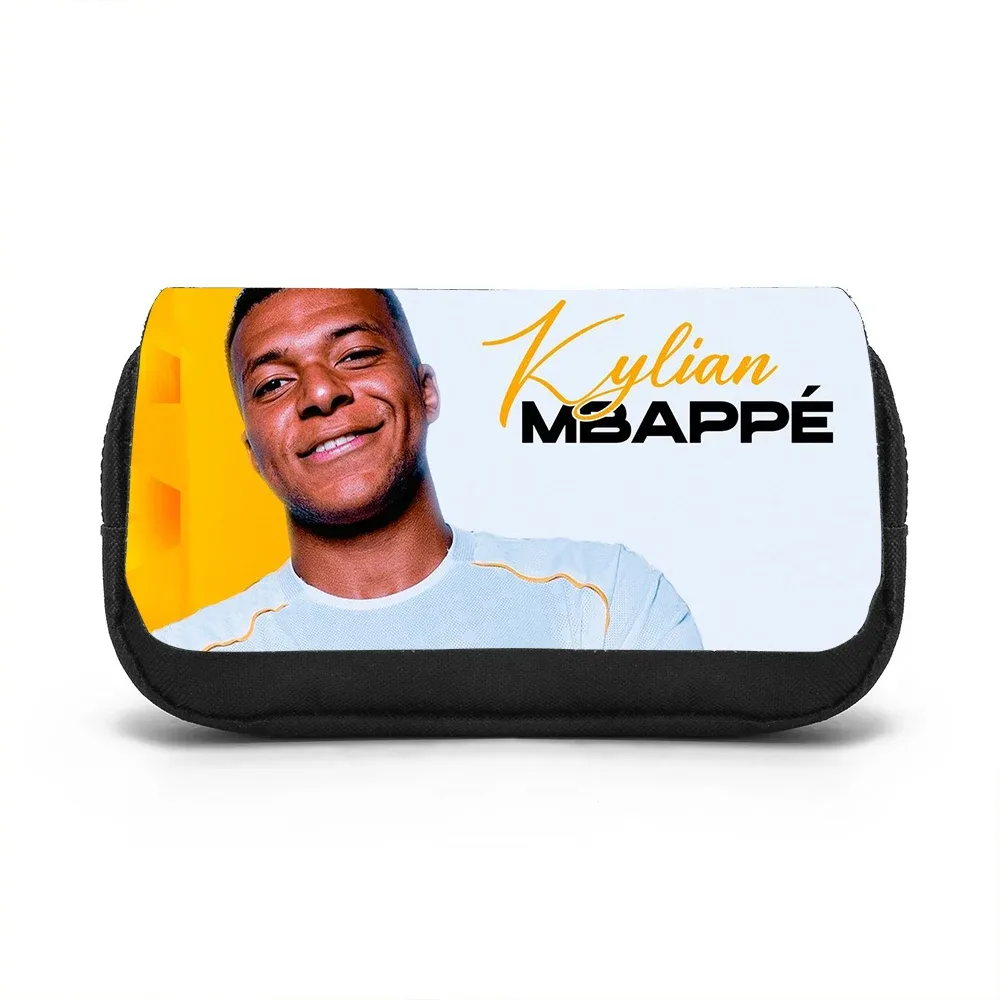 trousse de papeterie grande capacité double compartiment m-mbappe, motif étoile de football, pour étudiants