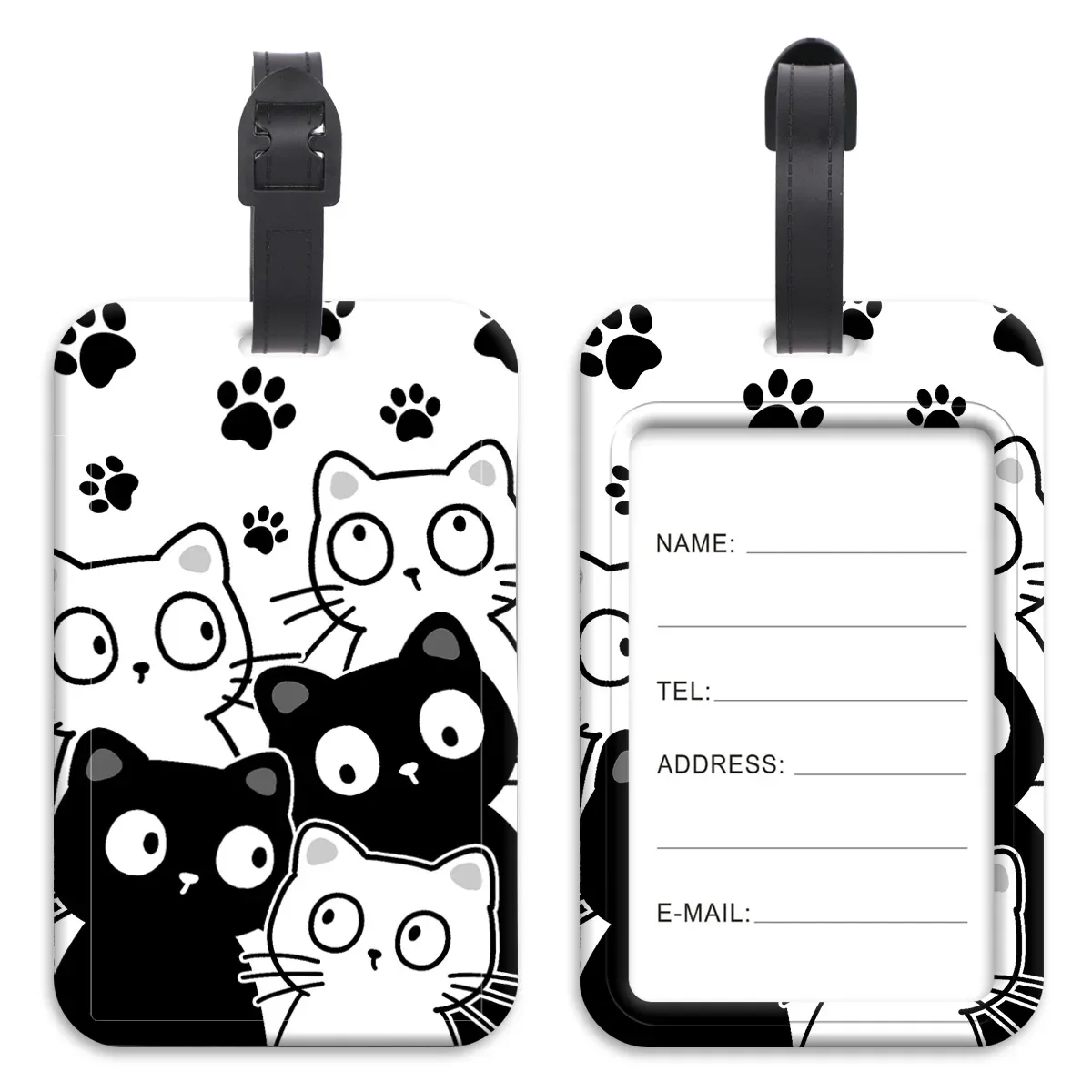 étiquette de bagage en plastique chats mignons, valise dinosaure, sac à dos, liste anti-perte, porte-carte d'identité, accessoires de bagages à la mode, cadeaux