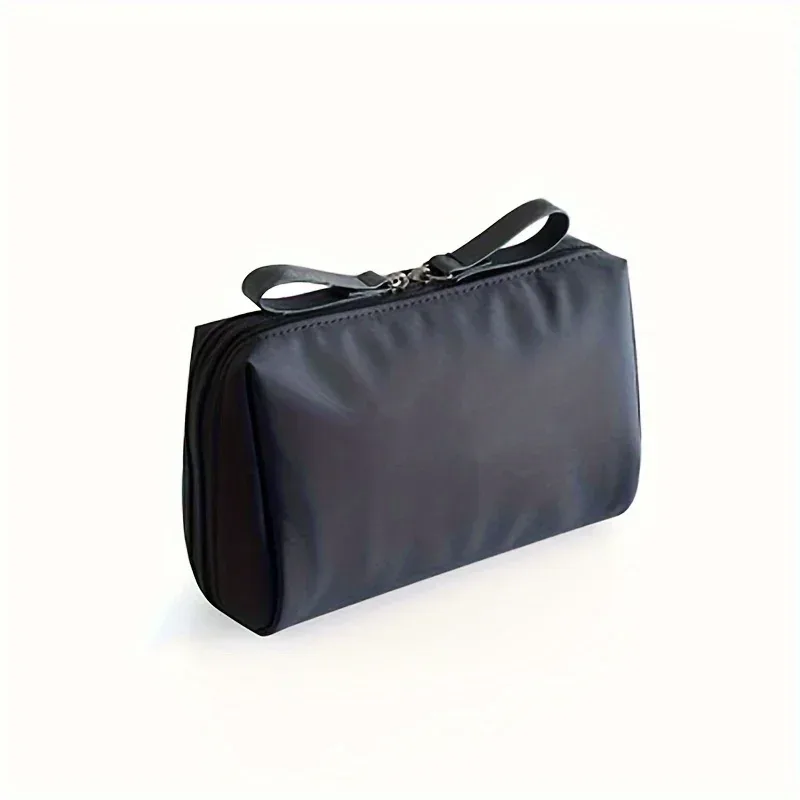 petit sac de maquillage portable de couleur unie, pochette cosmétique de voyage, organisateur de rangement pour un usage quotidien