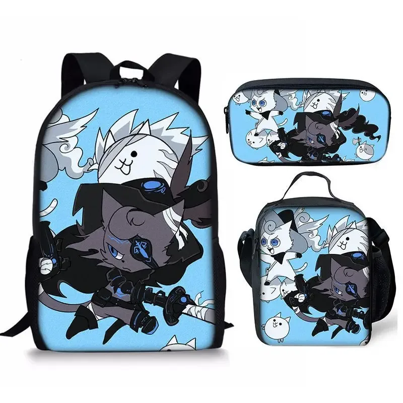 the battle cats – ensemble de trois pièces, sac à dos pour étudiant, sac à stylos, sac de repas, ensemble de trois pièces