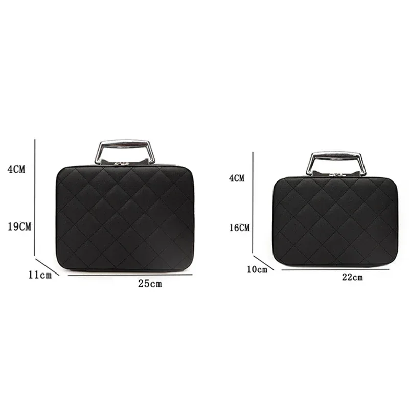 sac à cosmétiques portable en cuir argyle pour femme, multifonction, étanche, rangement de voyage, organisateur, sac à main, miroir, étui de maquillage