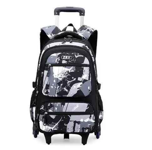 sac à dos à roulettes pour garçons, école primaire et collège, sac à roulettes pour garçons avec 6 roues, sac à dos à roulettes avec 2 roues