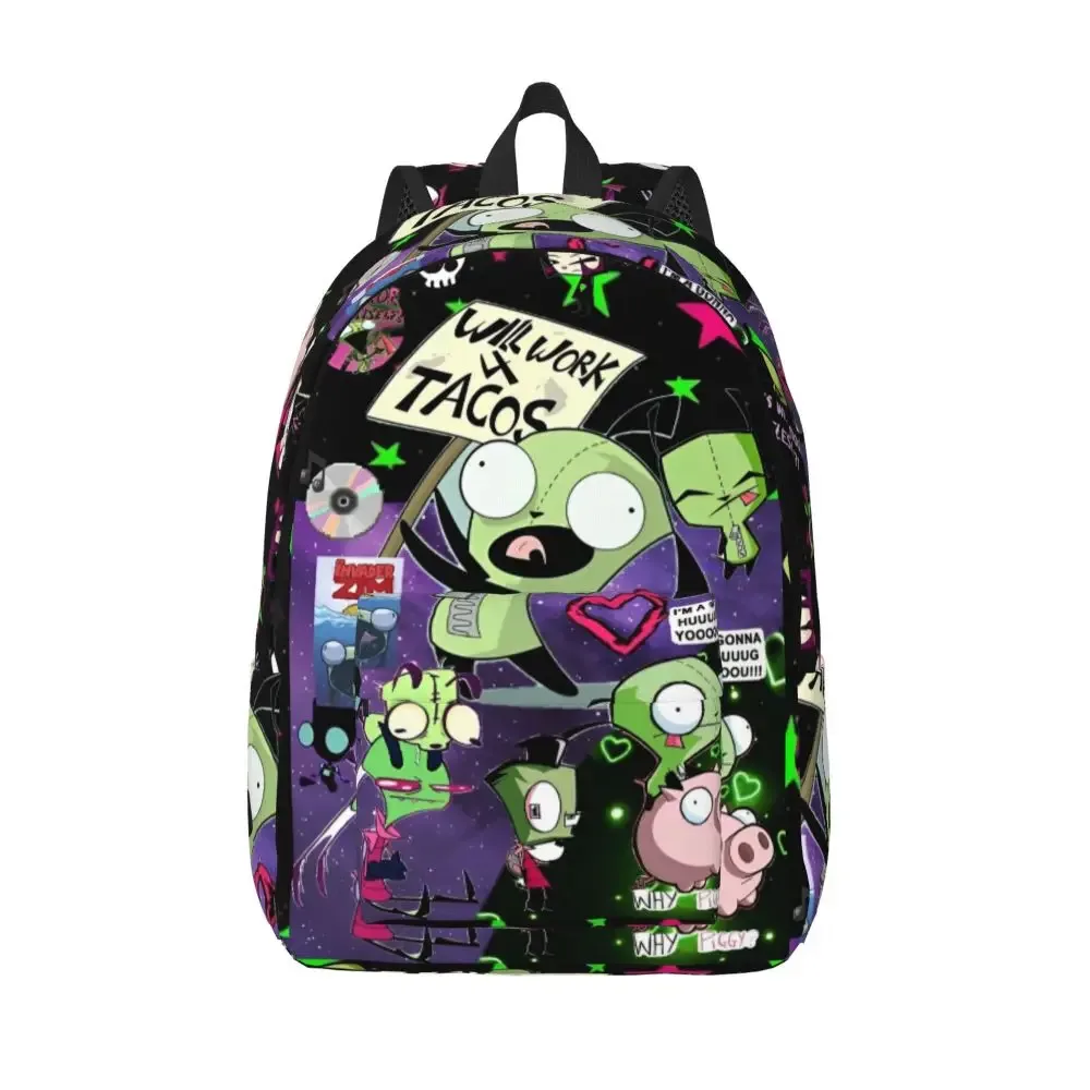 invader zim gir dib vert dib robot sac à dos mochila tendance étudiant sac d'école ordinateur portable sac à dos adolescent grand voyage sac à bandoulière