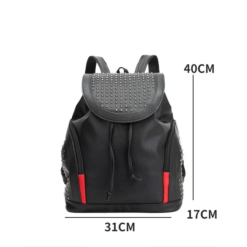 rivet hommes sac à dos grande capacité voyage sacs à dos pour hommes 14 pouces pochette d'ordinateur rabat cordon sac à dos mâle étudiant cartable