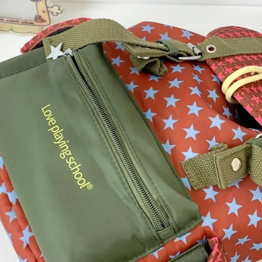sac à dos lucky star mignon et spacieux, style coréen, multi-poches, sac à dos à cordon de serrage, sac d'école y2k en nylon, sac de randonnée et de camping pour étudiants