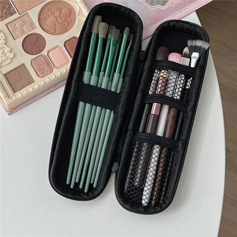 sacs de rangement cosmétiques noirs, étanches, à double fermeture éclair, étui pour pinceaux de maquillage, sac pour femmes, porte-pinceaux de voyage portable, étui pour stylos, boîte