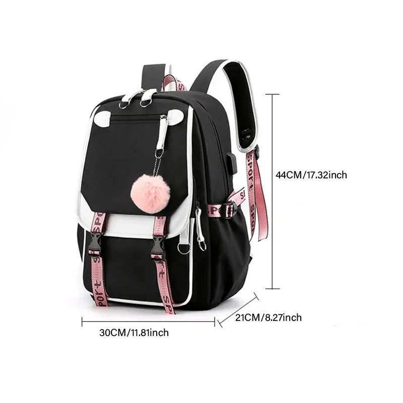 Anime Kamado Nezuko imprimer sacs à dos femmes filles USB sacs de charge grande capacité enfants adolescent cartables voyage sacs à dos